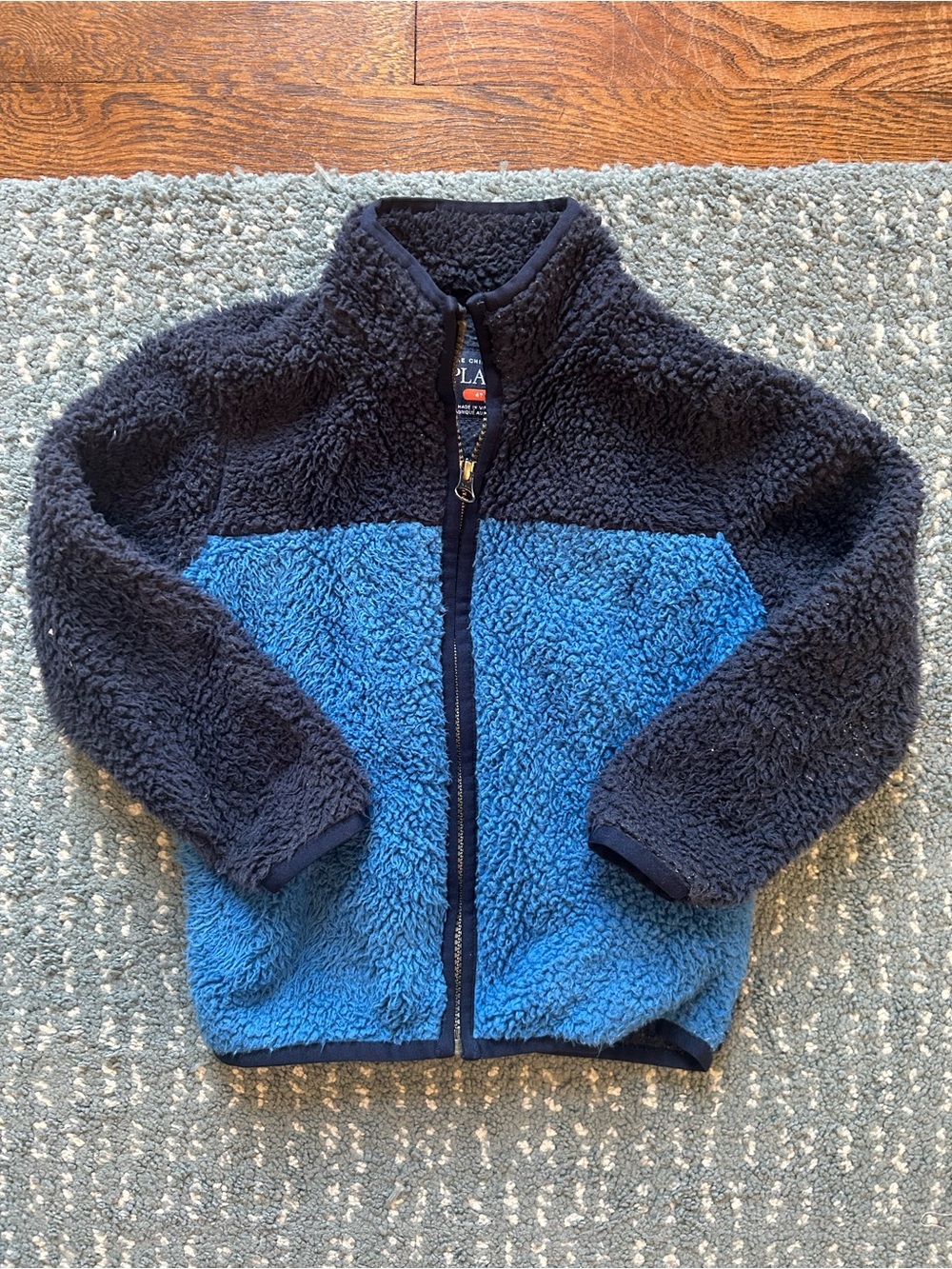 The Children's Place Two-Tone Sherpa Zip Jacket - Navy & Blue